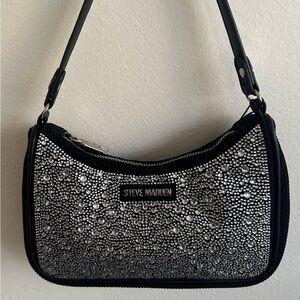 Steve Madden Black and Silver Embellished Shoulder Bag